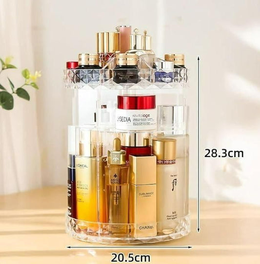 360° Luxury Rotating Makeup Organizer | Premium Adjustable Cosmetic Storage
