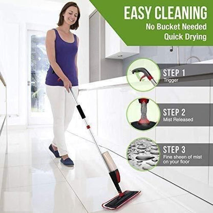 Lightweight spray mop for daily floor cleaning.