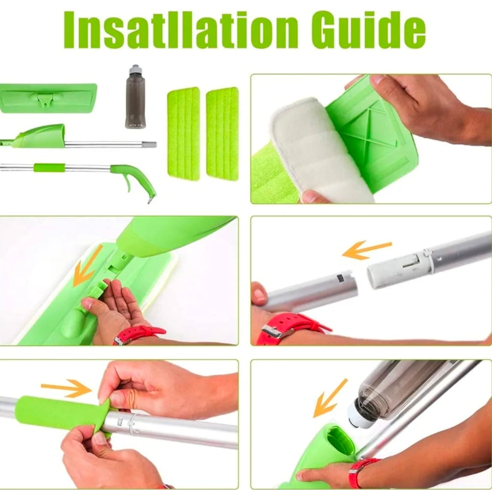 Lightweight spray mop for daily floor cleaning.