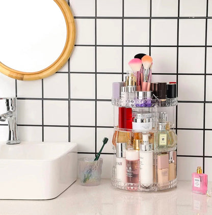360° Luxury Rotating Makeup Organizer | Premium Adjustable Cosmetic Storage